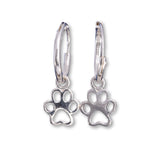 E548 - Silver paw print on hoop