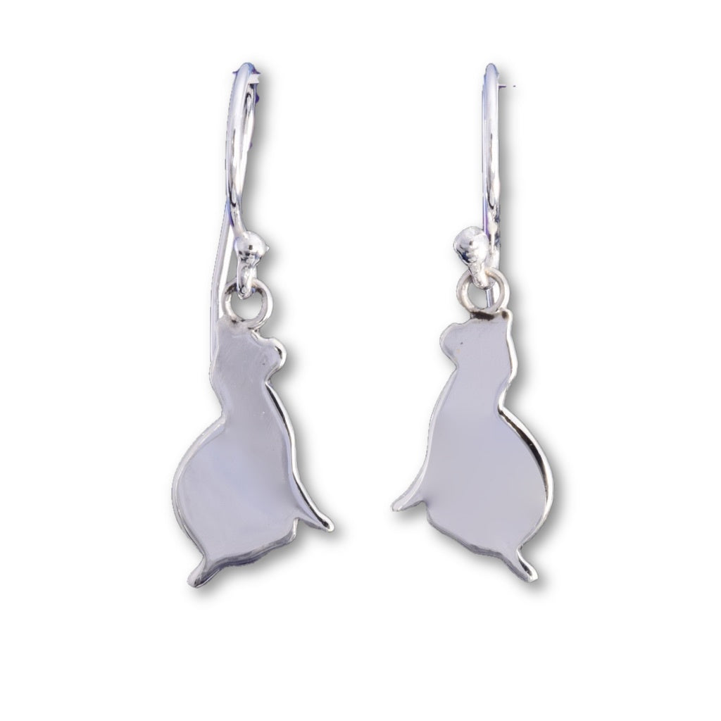 E563 - Silver silhouette cat earrings