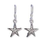E565 - Silver star drop earrings