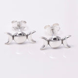 S613 - Silver triple moon stud earrings