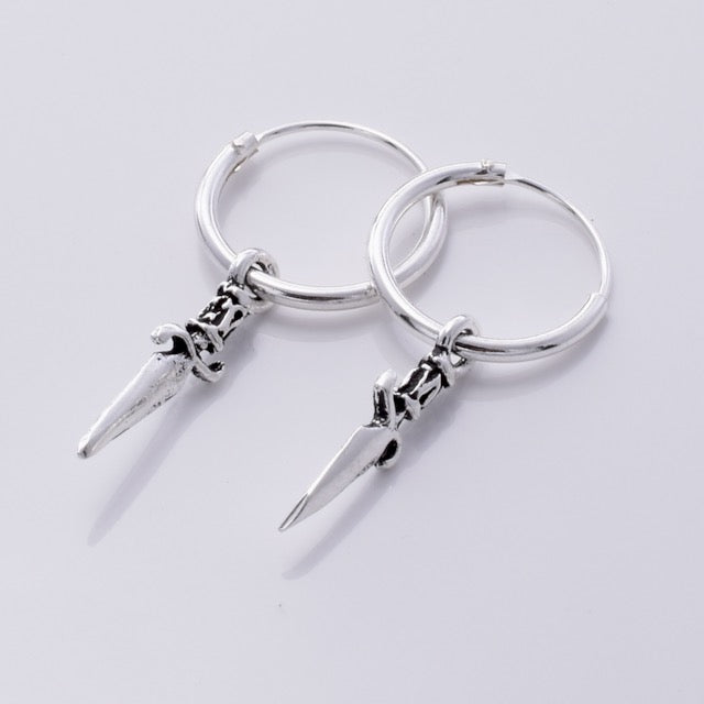 E701 - 925 10mm hoop and dagger earrings