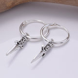 E701 - 925 10mm hoop and dagger earrings