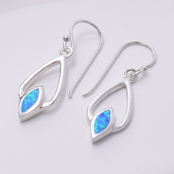 E712 - 925 Silver and lab opal teardrop earrings