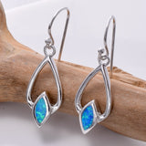 E712 - 925 Silver and lab opal teardrop earrings