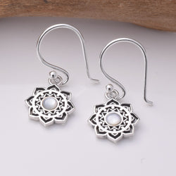 E753 - 925 Silver mandala & M.O.P. earrings