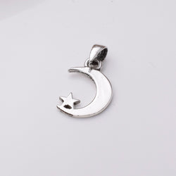P933 - 925 Sterling silver moon and star pendant