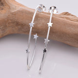 E649 - Silver star curved stud earrings