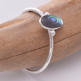 R164 - 925 silver band with abalone shell oval