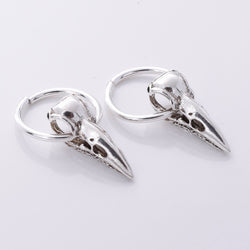 E731 - 925 Silver raven skull hoop earrings