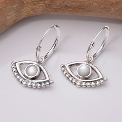 E769 - 925 Silver and MOP eye hoop earrings
