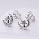 S672 - 925 silver moon and star stud earrings