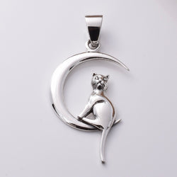 P885 - 925 Silver Cat in the Moon pendant