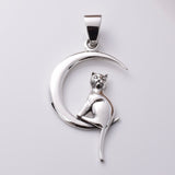 P885 - 925 Silver Cat in the Moon pendant