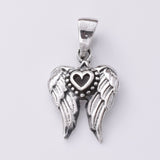 P908 - 925 Silver angel wings heart pendant