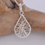 P094 - Silver wire wrap teardrop pendant
