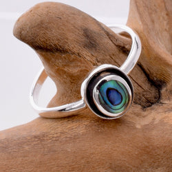 R243 - 925 silver abalone oval cabochon ring