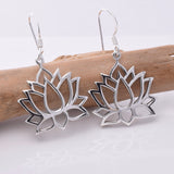 E641 - Silver lotus flower earrings