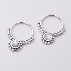E767 - 925 Silver and MOP hoop earrings