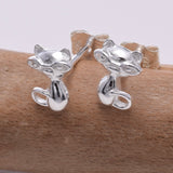 S636 - Silver Cat with glasses stud earrings