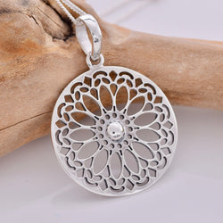 P684 - Large silver mandala pendant