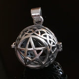 P736 - Silver pentagram gemstone locket