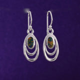 E554 - Double oval wire and fire opal earrings