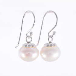 E598 - 8mm freshwater pearl drop earrings