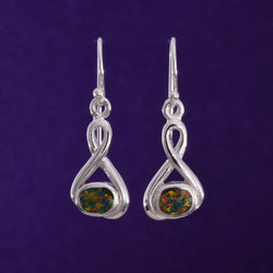 E552 - Fire opal silver wire earrings