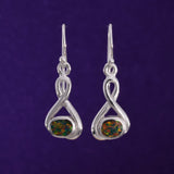 E552 - Fire opal silver wire earrings
