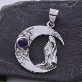 P347 - 925 Silver amethyst Moon Gazing Hare pendant