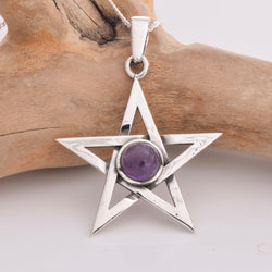 P398 - Pentagram pendant with amethyst stone setting