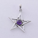 P398 - Pentagram pendant with amethyst stone setting
