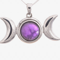 P399 - 925 silver amethyst Triple Moon pendant