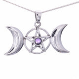 P400 - 925 silver amethyst Triple Moon pendant