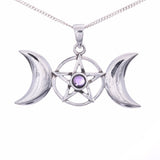 P400 - 925 silver amethyst Triple Moon pendant