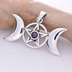 P400 - 925 silver amethyst Triple Moon pendant