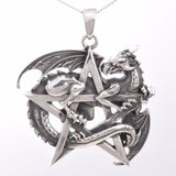 P445 - Solid silver Dragon Pentagram Pendant