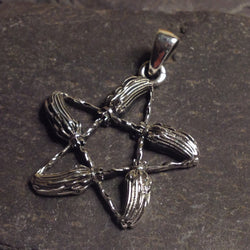 P448 - 925 Silver Besom Pentagram Pendant