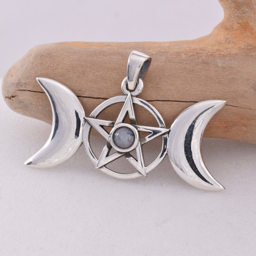 P493 - Triple moon pendant with moonstone