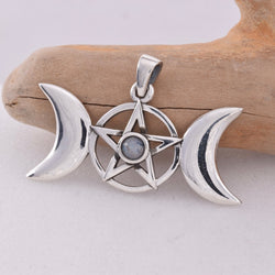 P493 - Triple moon pendant with moonstone