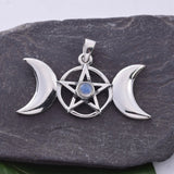 P493 - Triple moon pendant with moonstone