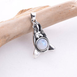 P526 - 925 Silver Mother Earth moonstone pendant