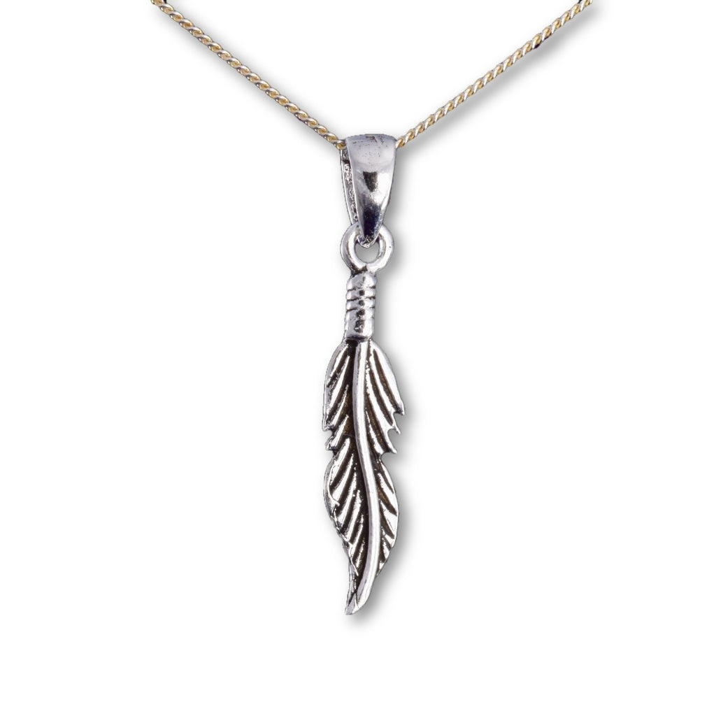 P625 - Silver slim feather pendant