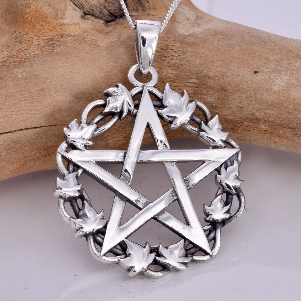 P631 - 925 Pentagram and ivy pendant