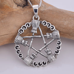 P635 - 925 Besom pentagram pendant