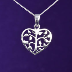 P642 - Silver heart tree pendant