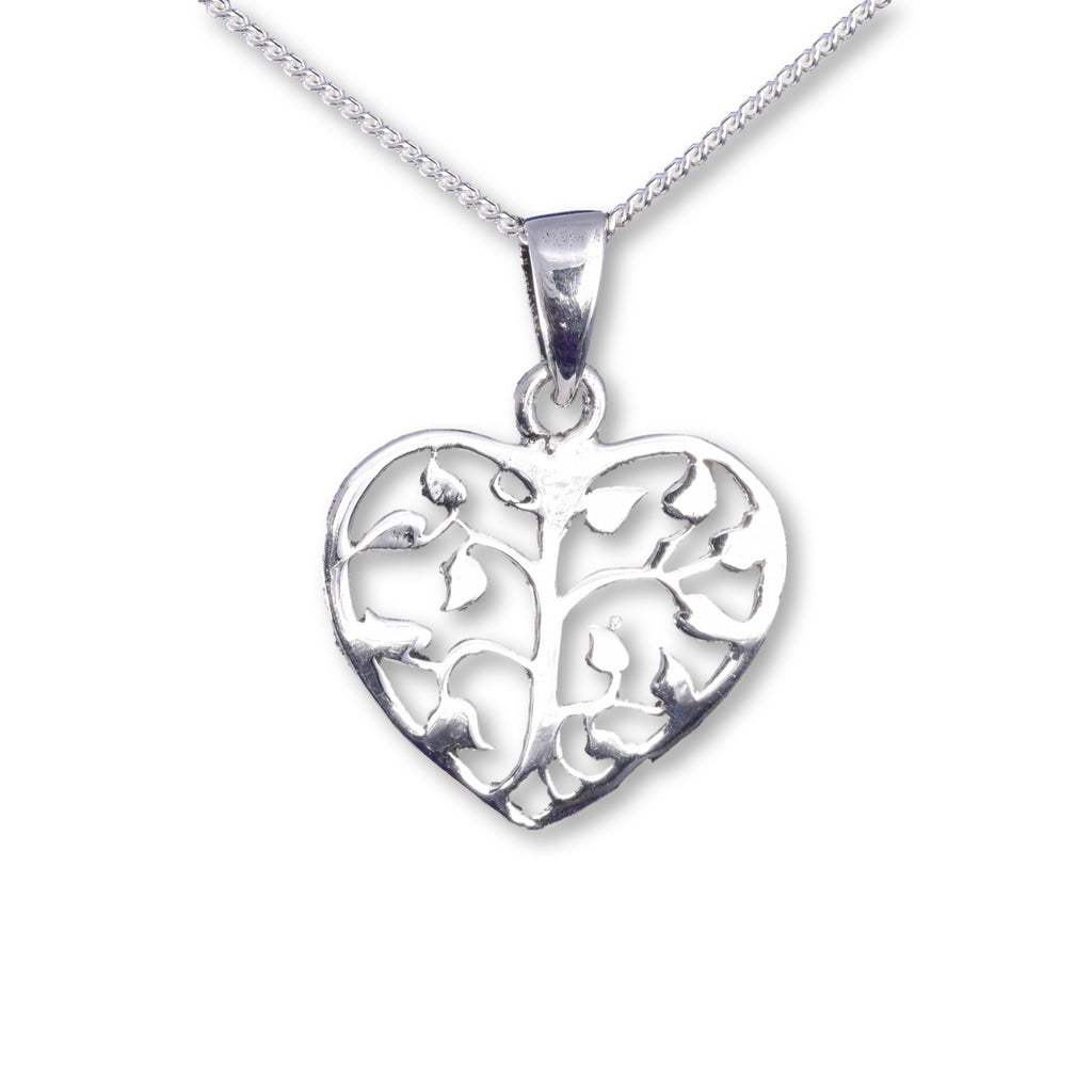 P642 - Silver heart tree pendant