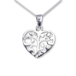 P642 - Silver heart tree pendant