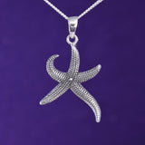 P646 - Silver oxidised starfish pendant