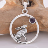 P658 - 925 Moon gazing hare pendant